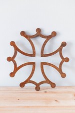 Large Vintage Rusty Metal Occitan Cross 40cm Wall Decor