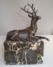 Statue Sculpture Cerf Animalier Chasse Style Art Deco Style Art Nouveau Bronze m