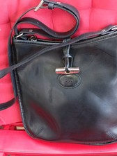 Sac LONGCHAMP à bandoulière en cuir noir lisse ligne roseau
