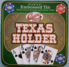 Casino Style Poker Set in Tin Box: Texas Holder (Hold'em) Complete Set/Preowned