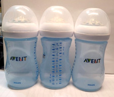Philips Avent Natural Wide Neck Baby Bottles Blue 9oz (set of 3)