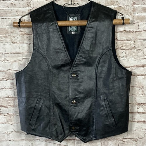 Mens black leather vest ivan - mens,