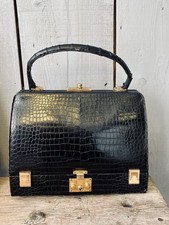 Sac En Croco Noir Vers 1950