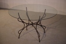 1960s Folding Wrought Iron Base Table and Glass Top