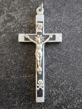 Antique Catholic Cross Crucifix - Cross Crucifisso Pendant - Wood / Metal 