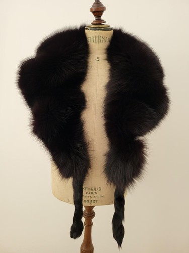 Col fourrure renard noir - fourrure,