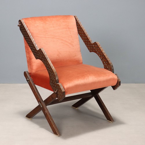 Fauteuil vintage bois tissu - fauteuil,