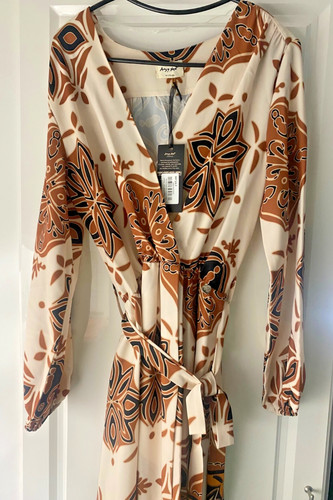Robe longue beige marron - , effet