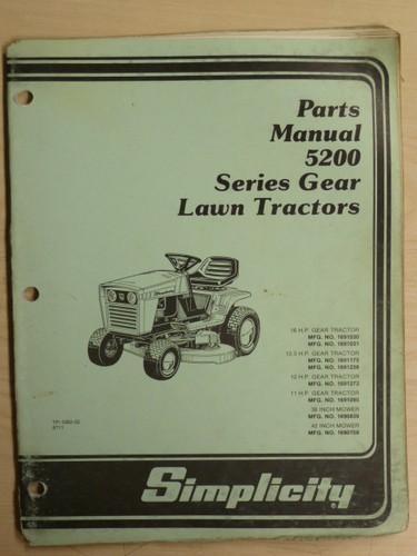 Simplicity parts manual 5200 - simplicity,