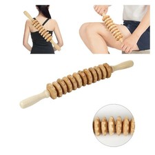 12 Roller Wooden Manual Massage Tools Wood Therapy Anti Cellulite Roller