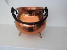 CACHE POT CUIVRE  CHAUDRON JARDINIERE déco jardin maison fleurs VINTAGE marmite