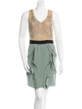 Sachin + Babi for Ankasa Angelina Dress Colorblock Sequined Silk Blue Beige sz 0