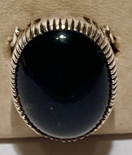 Bague argent pierre noire - argent,