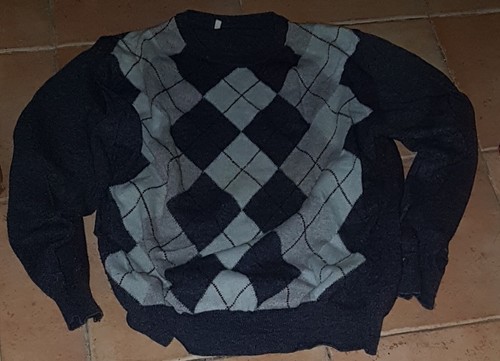 Pull gris jacquard losanges - gris,