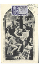 CARTE MAXIMUM  ETATS UNIS  1952  JOHANN GUTENBERG