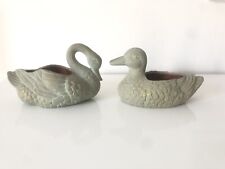 Canard et cygne pot de plantes - bac à fleurs déco zoomorphe terre cuite