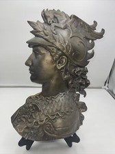 Large Vintage Cast Aluminum Classical Roman Greek God Wall Plaque Minerva Athena
