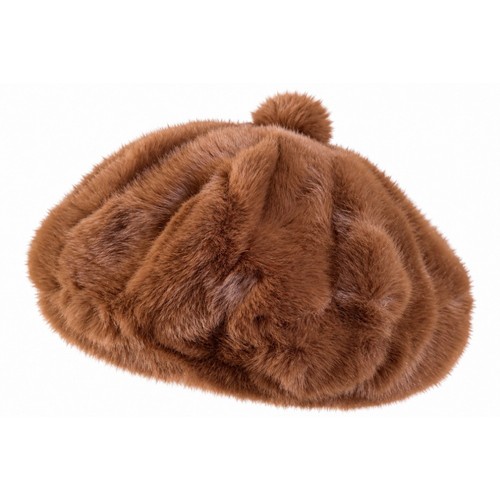 Béret fourrure femme - fourrure, marron