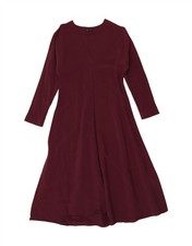 MASSIMO DUTTI Womens Long Sleeve Maxi Dress UK 12 Medium Burgundy Viscose DJ27