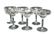 Set of 6 CHAMPAGNE CUPS CRYSTAL ENGRAVED WITH FLOWERS