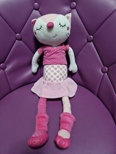 Peluche doudou chat blanc rose