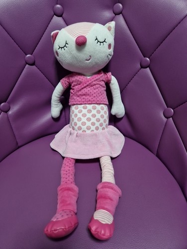 Peluche doudou chat blanc - , rose