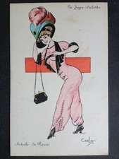 Old postcard illustration SEXY signed CARLO article de PARIS La JUPE CULOTTE top model