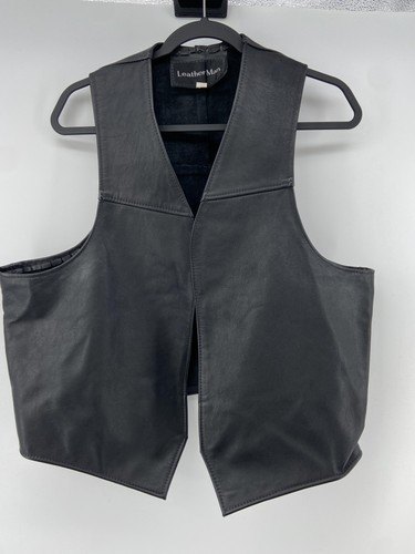 Leather mens biker vest - mens,