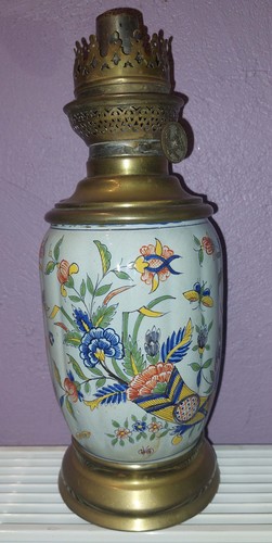Lampe petrole faience de - lampe,