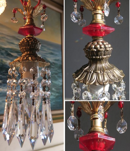 Vintage beaded ruby - , red