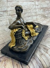 Sculpture Statue Figure Égyptienne Princesse Nue En Bronze Patiné Art Déco