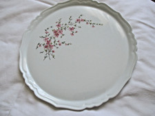 PLAT A TARTE, GATEAU,PORCELAINE DE LIMOGES JAMMET SEIGNOLLES DECOR FLORAL