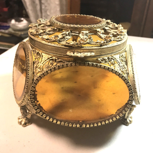Ormolu box filigree trinket - ormolu,