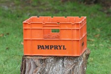 Vintage Pampryl Banga Bottle Racker Crate Dark Orange - Allibert