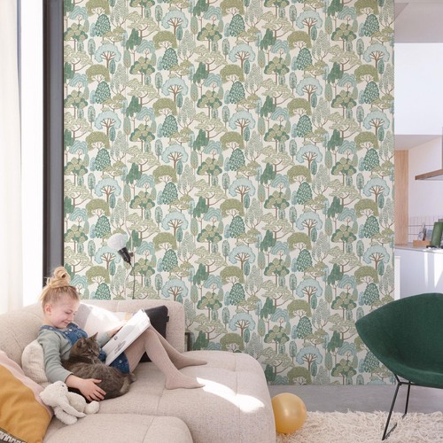 Papier peint heureux arbres - peint,