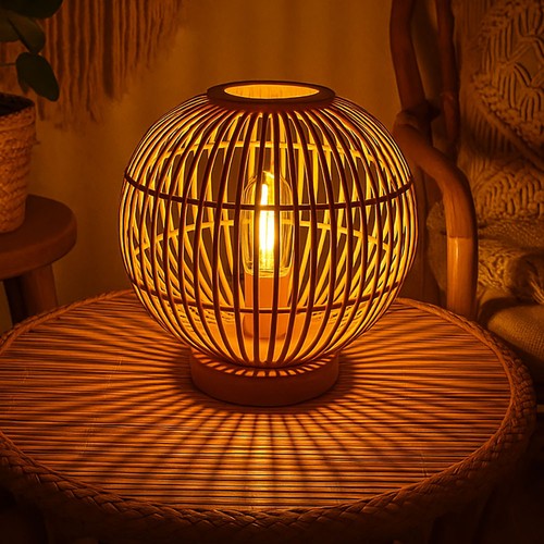 Lampe table bambou boho 1 - table,