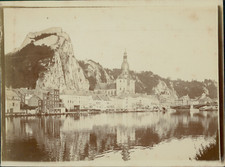 Belgique, Dinant, Vue de la citadelle et Notre Dame de Dinant, ca.1905, vintage 