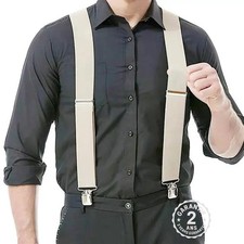 Bretelles Homme Réglable 4 Clips Elastiques Largeur 5cm Dos Large en X Pantalon