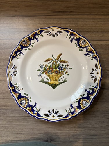 Assiette motif fleuri - fleuri, vieux
