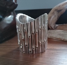 Vintage 70's Silver Bronze Faux Bamboo Pot - PERGAY JANSEN