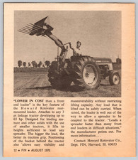 1973 Print Ad  Howard Rotovator Harvard ILL Rear Mounted Loader