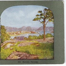 Mandal, Norway Near Cape Lindesnaes, c1900's Stereoview Card, SV