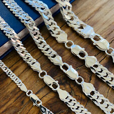 Real Solid 925 Sterling Silver Double Cuban Mens Boys Chain Bracelet or Necklace