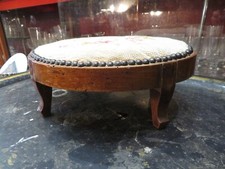 old small stool footrest in walnut ep 19th century tapestry small dots