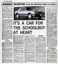 Ford Mustang 2.3 Turbo Ghia Coupe Road Test 1979-1980 UK Single Sheet Brochure