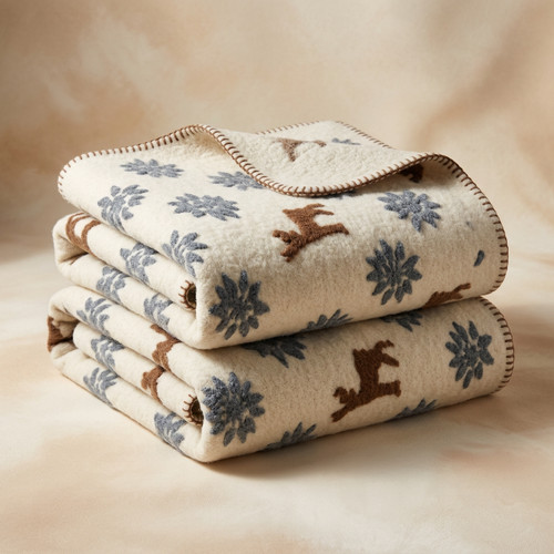 Plaid laine bouillie crème - en,