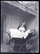 Baby Headband Family PHOTO NEGATIVE 1925 Vintage Glass Plate 
