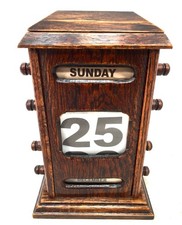 Antique Oak Wooden Office Desktop Art Deco Perpetual Calendar c.1920 Working