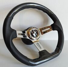 Steering Wheel fits For BMW Badge Flat Wood  Carbon Look E28 E30 E32 E34 86-91
