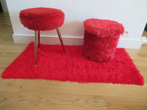 Ensemble tapis pouf - pouf, tabouret